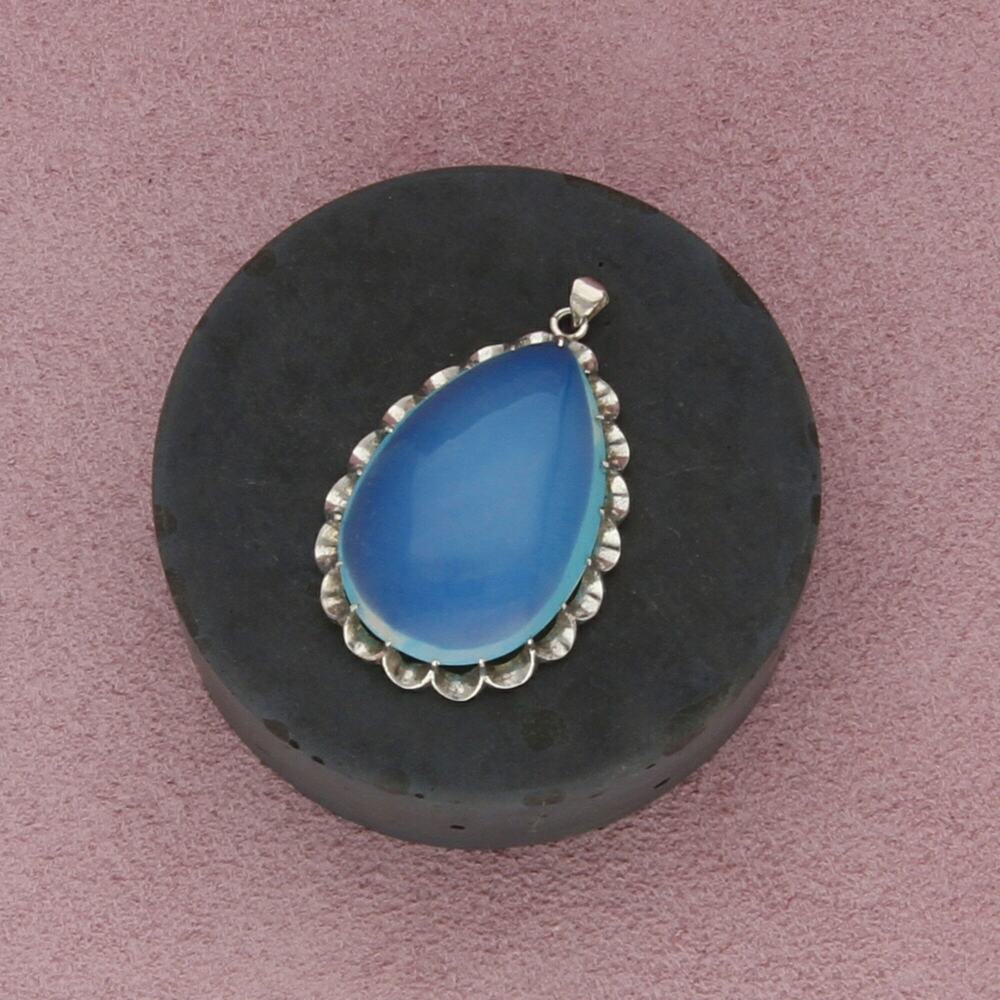 sterling silver water opal drop pendant